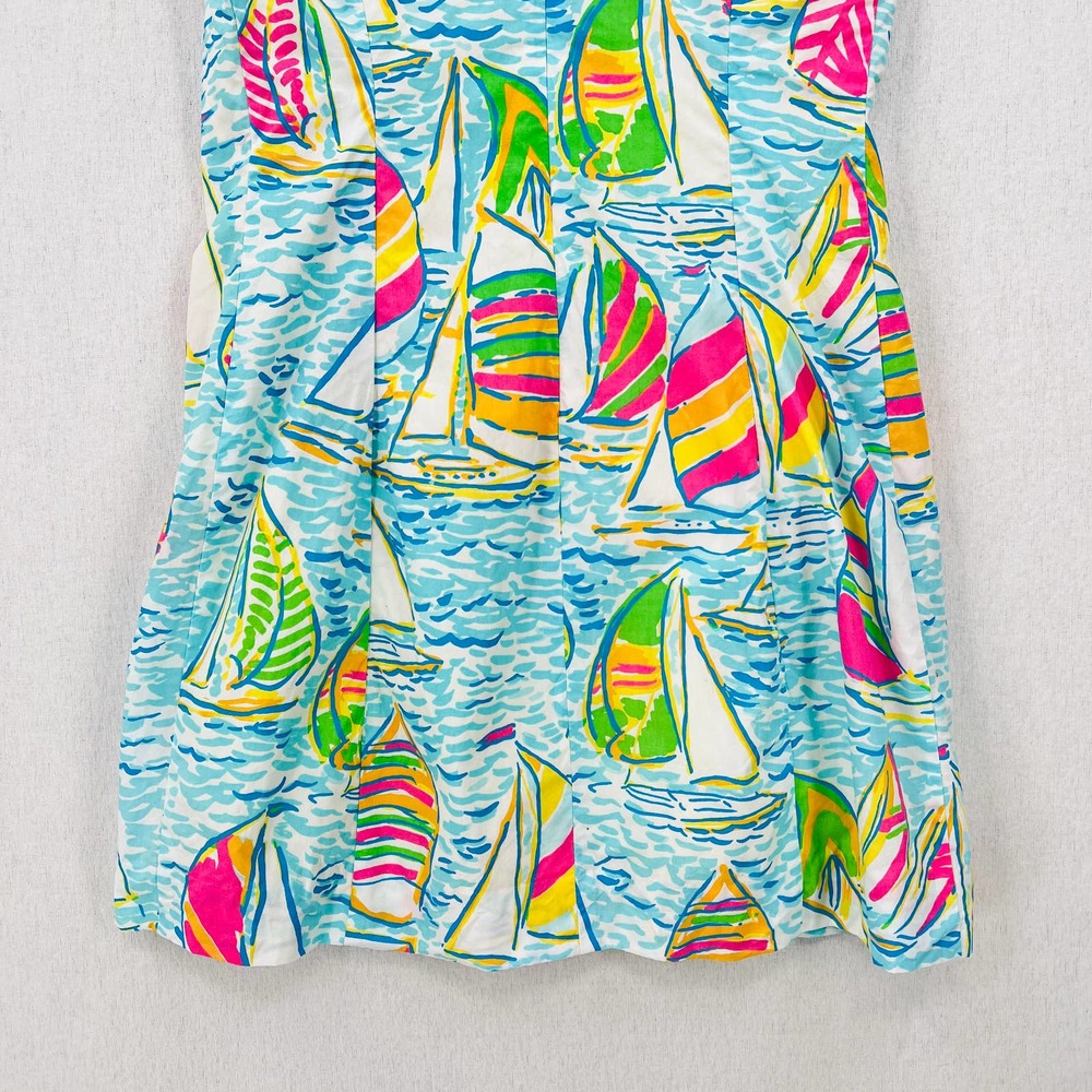 LILLY PULITZER Janice Shift Dress Womens 4 Blue Pink You Gotta Regatta Sailboat - Picture 7 of 14
